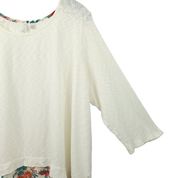 C Est. 1946 Tunic Top Floral Trim Womens Size 18/20W Cotton Blend White - Picture 12 of 16